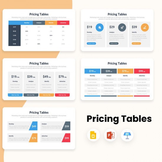 Pricing Tables Infographics